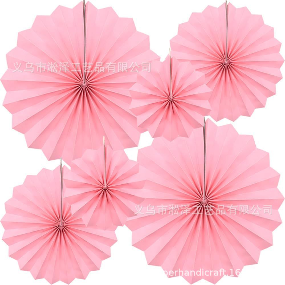 6 un conjunto de ventilador de papel redondo de origami flores festivas decoración de ventanas de bodas de cumpleaños pared de fondo DIY set