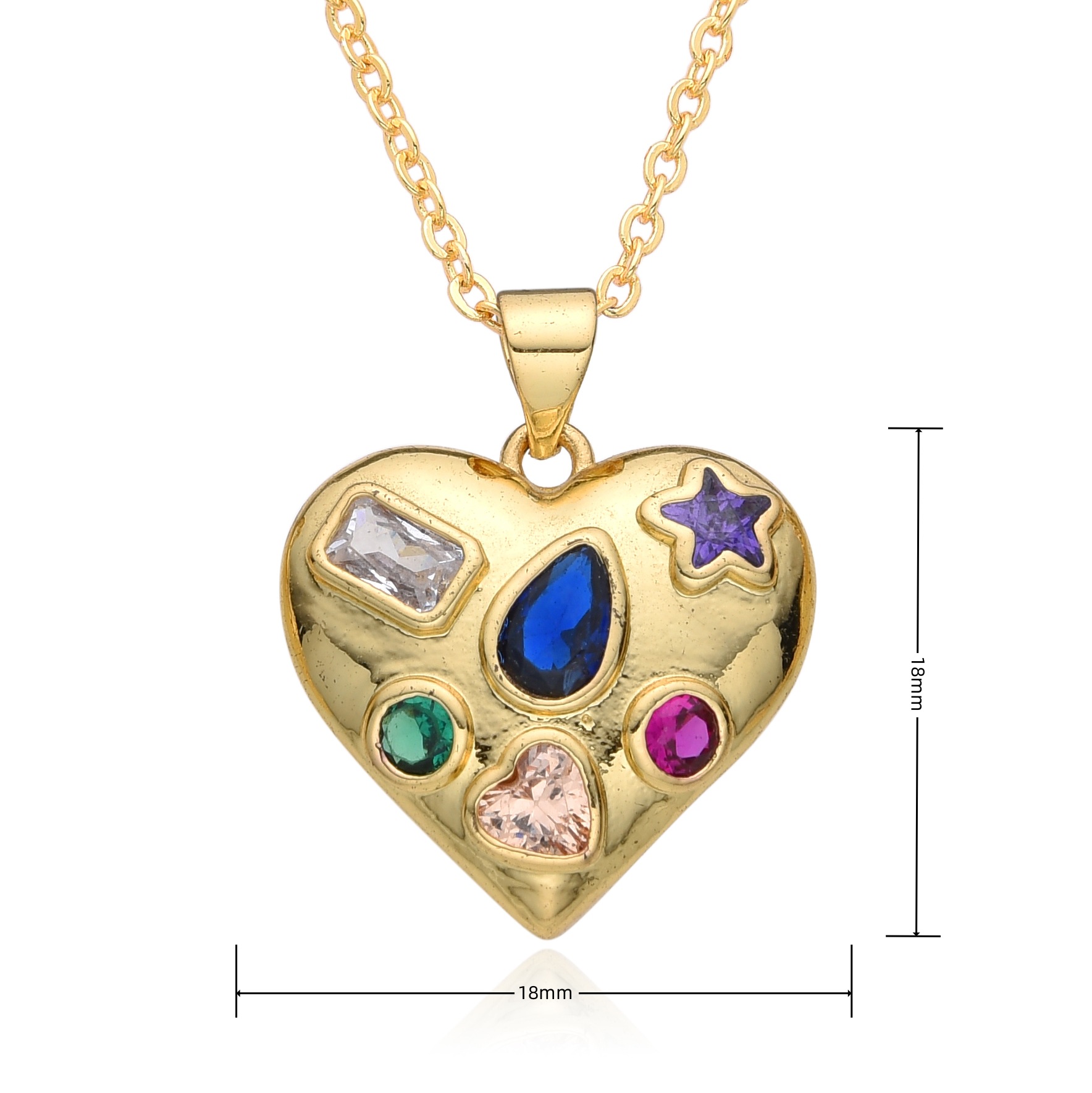 12g Weight Copper Pendant Material Zircon Inlay Material Pendant Necklace Classification Copper Chain Material 1 Piece Quantity Holiday, Daily Occasion Copper Material Heart Shape Pattern Women's Gender Inlay Design Casual, Simple Style Style Copper Inlay Heart Shape Zircon Pendant Necklace 13