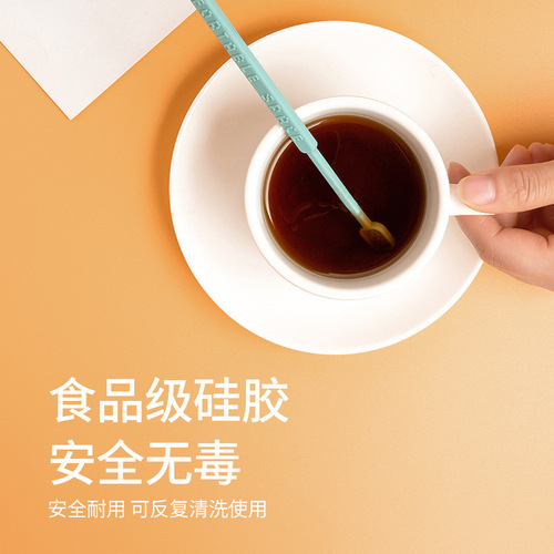 Milk tea juice coffee long handle stirring stick bar hot drink coffee cocktail milk powder honey silicone stirring spoon