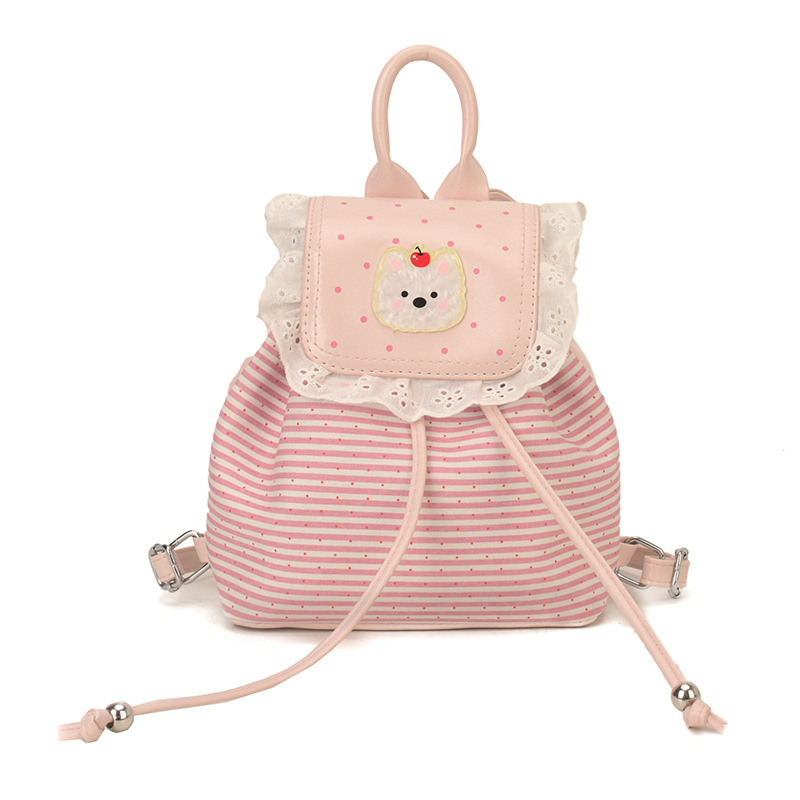Caricatura lindo perro ondulado punto mochila de moda encaje mochila de niña coreana nueva mochila escolar infantil