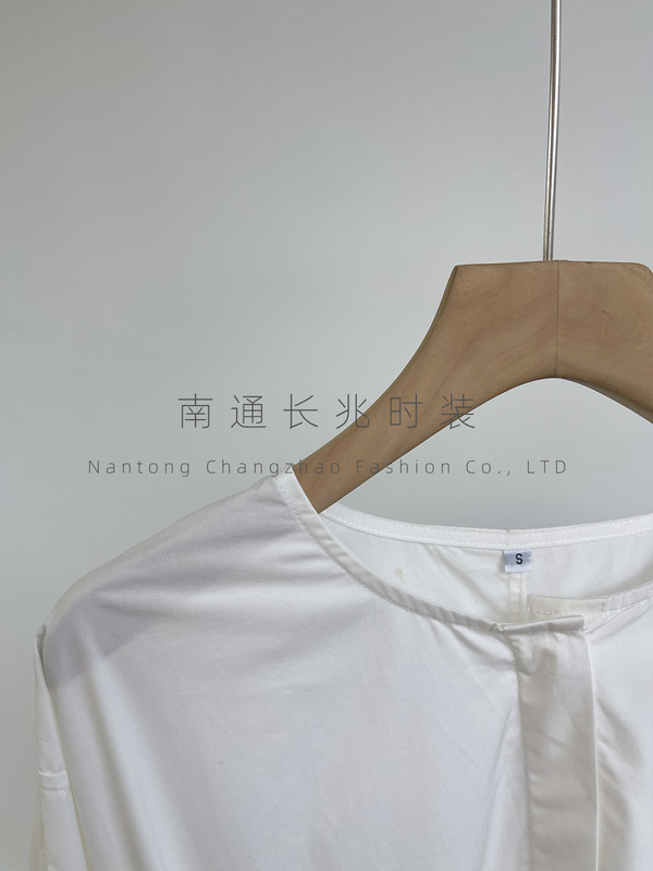 重工JI简风~MC白色衬衫连衣裙/棉质纸感/宽松廓形卷袖设计＋腰带|undefined