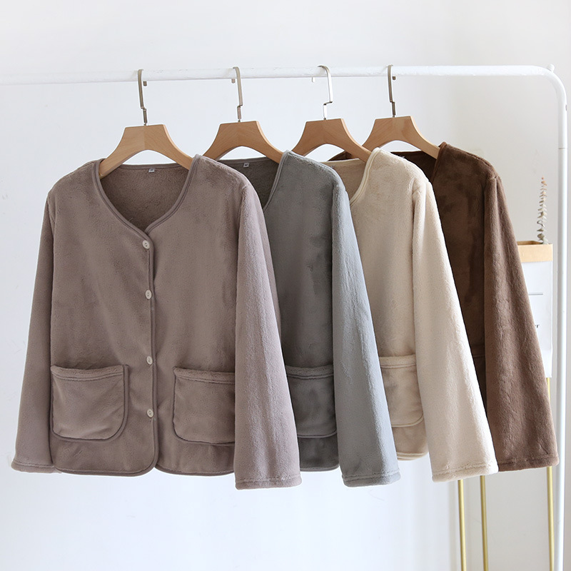 Flannel coat women's top thickened coral fleece outdoor double-sided fleece women's warm fleece pajamas home clothes