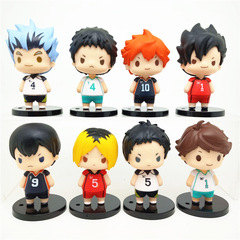 Volleyball boy model figure, Q version standing pose with beanie eyes, car cake decoration, blind box gashapon doll toy
