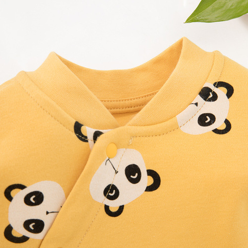 Baby's new pure cotton infant and toddler spring and autumn warm dual-purpose jumpsuits for men and women.