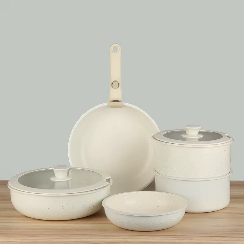 Набор кухонной посуды из нового медицинского камня с отсоединяемой ручкой, молочник, домашний, стильный, антипригарный вок