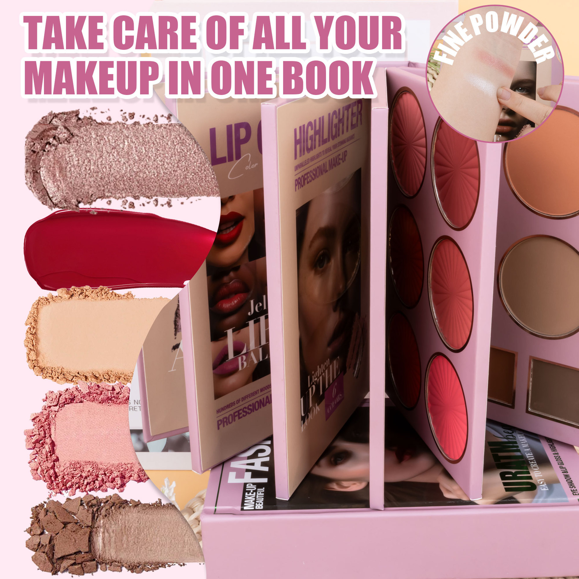 Cross-border bestseller: 67-color makeup palette, five-layer flip book eyeshadow palette, matte pearlescent blush, contour and highlight in one piece undefined