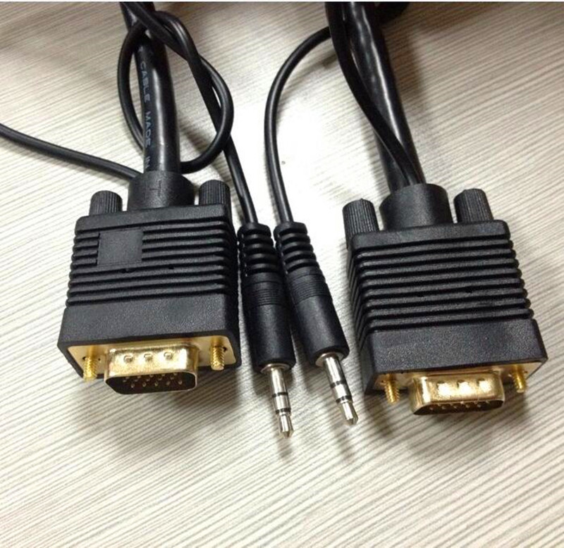VGA cable with 3.5mm audio VGA3+6 -line core computer TV projector…