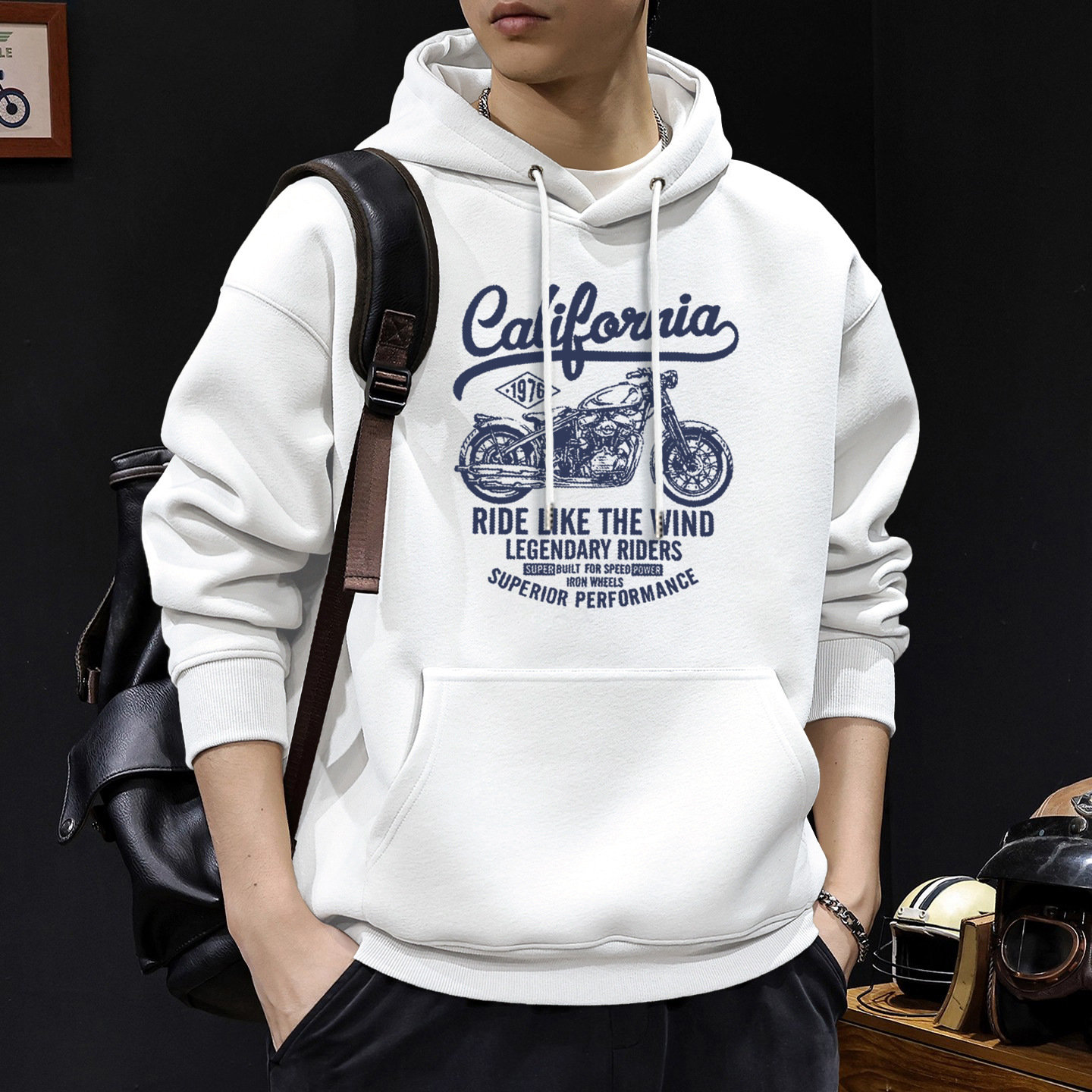 Hong Kong estilo japonés casual 420g pesado chaqueta encapuchada hombre primavera y otoño americano suelto y versátil chaqueta de pareja de estudiantes
