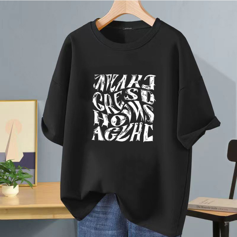 Camiseta de manga corta negra de seda helada de verano impresión de logotipo impreso ropa de clase de bricolaje ropa de trabajo camiseta de cuello redondo impresión