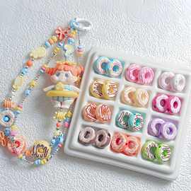 可爱彩色烤漆甜甜圈diy手工串珠材料手链项链饰品散珠配件亚克力