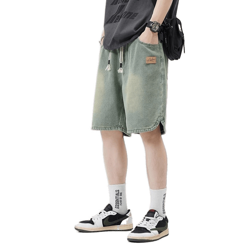Summer Thin Starry Sky Pattern Denim Shorts for Men 2025 Straight Loose American Trendy Casual Mid-Length Pants