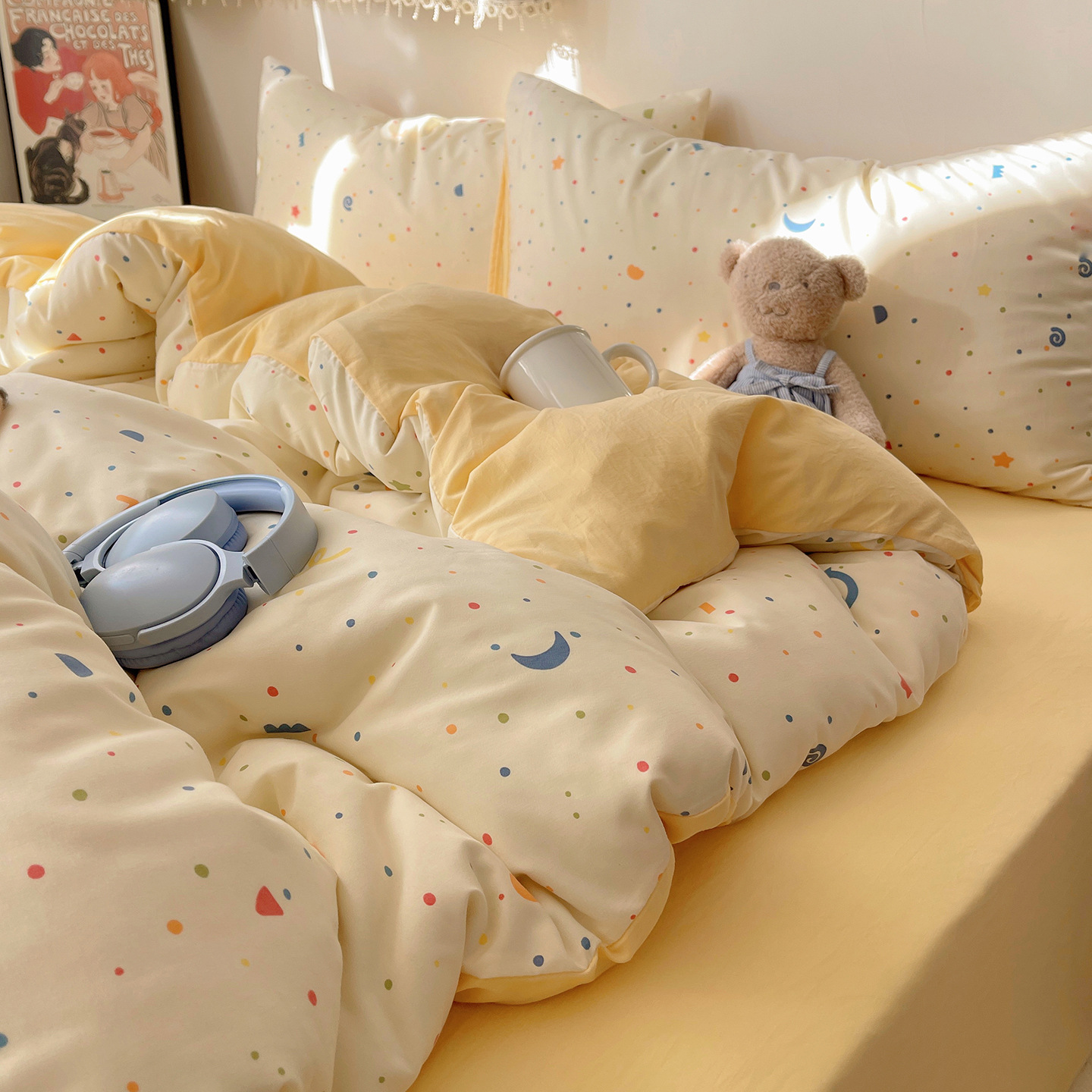 Madre y bebé de clase A dormir desnudo ultra suave cuatro piezas de algodón puro inswind sábanas cubierta de cama de dormitorio de algodón tres piezas de cama