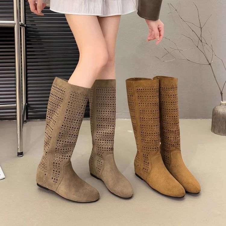 Spring, Summer and Autumn New Style Long Boots for Women, Flat-Soled Hole-In-The-Wall Boots, Two-Wear Inner Heightening Boots, Niche Hollow High Boots Spring, Summer and Autumn New Style Long Boots for Women, Flat-Soled Hole-In-The-Wall Boots, Two-Wear Inner Heightening Boots, Niche Hollow High Boots