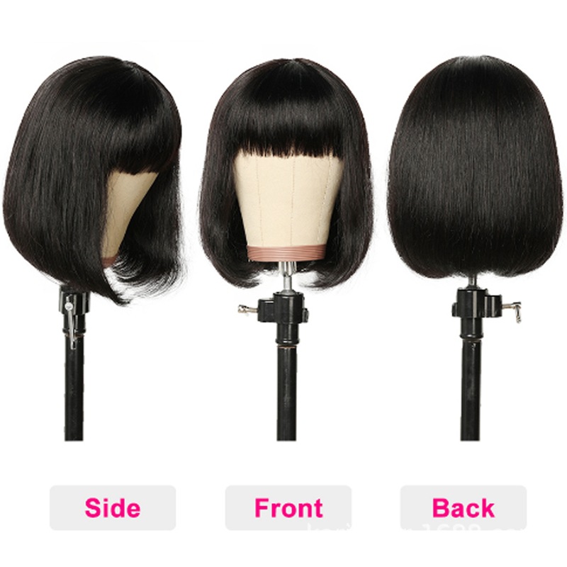 Bob pelucas peluca Wave Head conjunto de pelo real Bob peluca con explosión Bob diadema flequillo