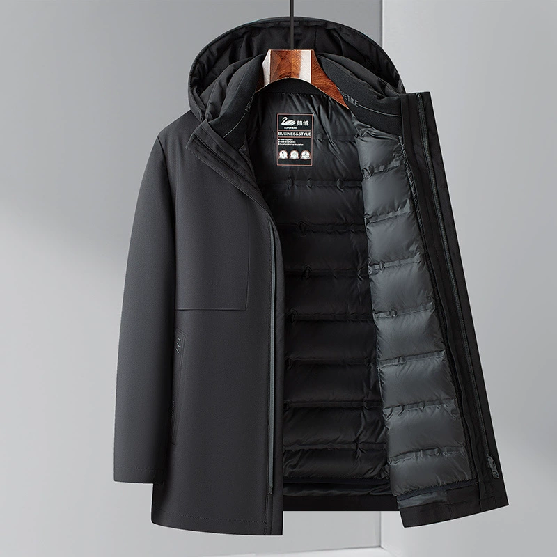 Demi-season down jacket, hoody with hood, keep warm velvet liner for leisure, goose down
