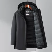 Demi-season down jacket, hoody with hood, keep warm velvet liner for leisure, goose down