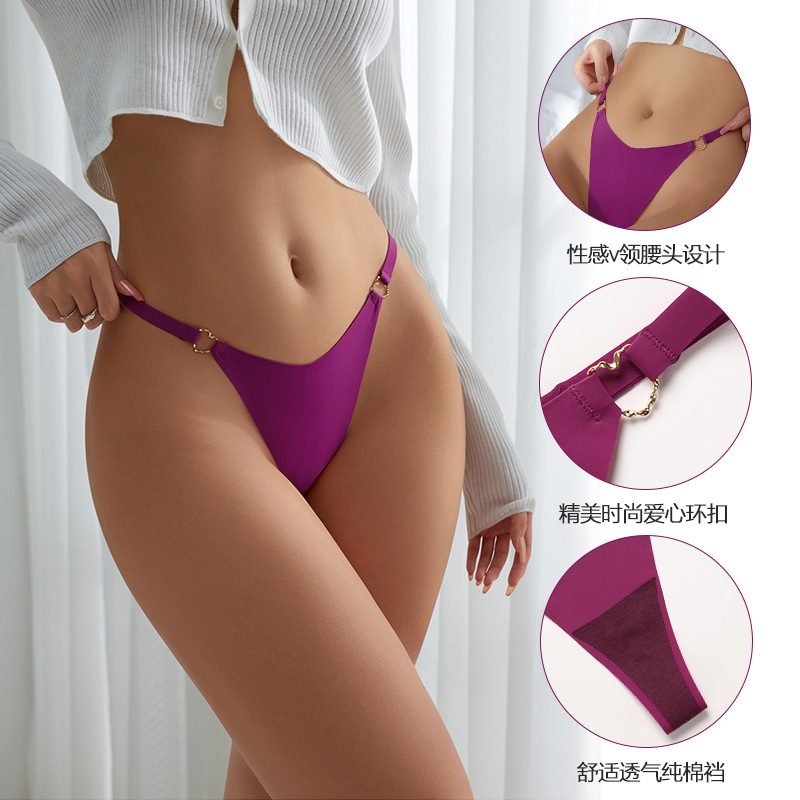 Cross-Border Seamless Ice Silk One-Piece Women's Thong Pure Desire Sexy V-Shaped Low-Waist Sports Comfortable Sexy Thong for Women