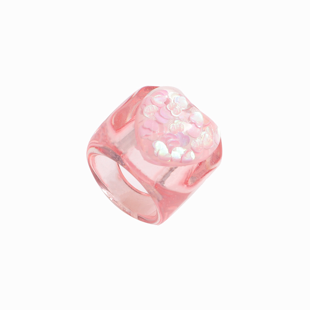 Korean Version Of Resin Ring Romantic Candy Color Three-dimensional Starry Love Ring display picture 8