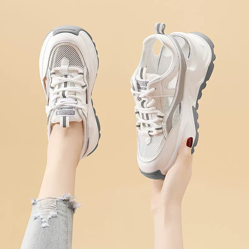 Женские сетчатые кроссовки лето 2025, дышащие, на толстой подошве, повседневные, мягкая подошва, сандалии