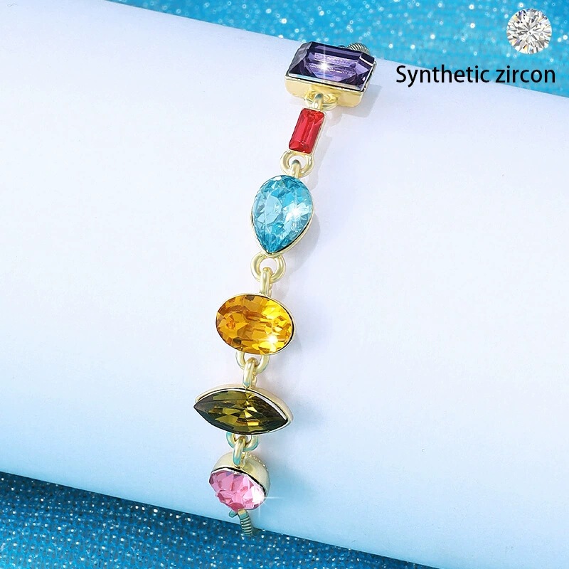2025 Winter New Dopamine Micro-Inlaid Colorful Stone Pull Bracelet for Women Ins Trend Cool Fashion Adjustable Bracelet