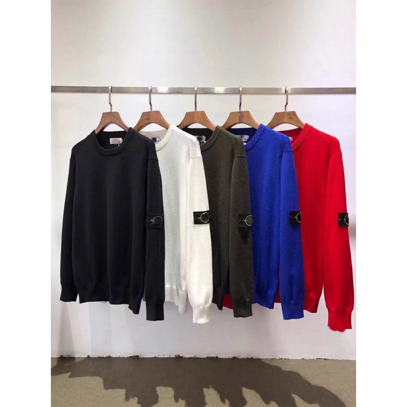 Cross-Border Stone High-End New Wool Sweater European and American Trendy Brand Crew Neck Pullover Unisex Couple Style
