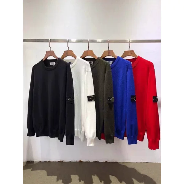 Cross-Border Stone High-End New Wool Sweater European and American Trendy Brand Crew Neck Pullover Unisex Couple Style