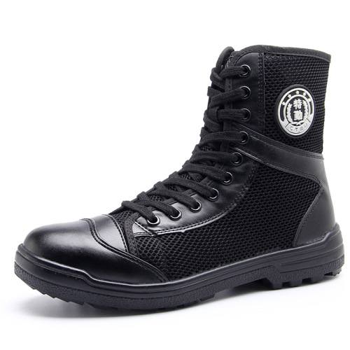 Security shoes combat boots men's boots security fire fighting training shoes black military boots spring and summer combat training high boots