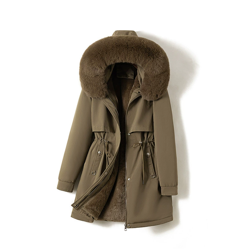 2024 новая внешнеторговая хлопковая одежда женская средняя и длинная корейская версия свободная пуховая хлопчатобумажная одежда женский пирог преодолевает куртку