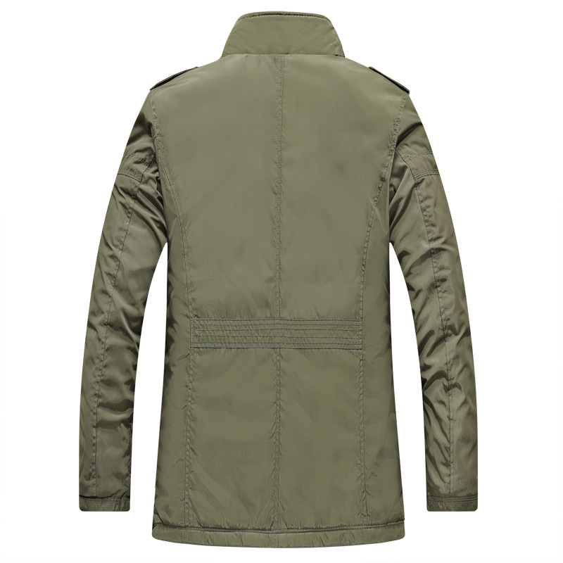 Chaqueta de hombre engrosada abrigo de algodón acolchado chaqueta casual chaqueta de fibra de poliéster delgada para padre de mediana edad y ancianos rompevientos