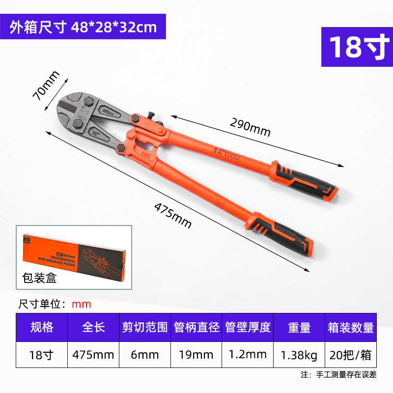 Luwei herramienta alicates de corte de alambre tijeras de barra de acero tijeras manuales de alambre de acero alicates de corte de alambre pesado alicates de alambre europeo ahorrador de trabajo fabricante