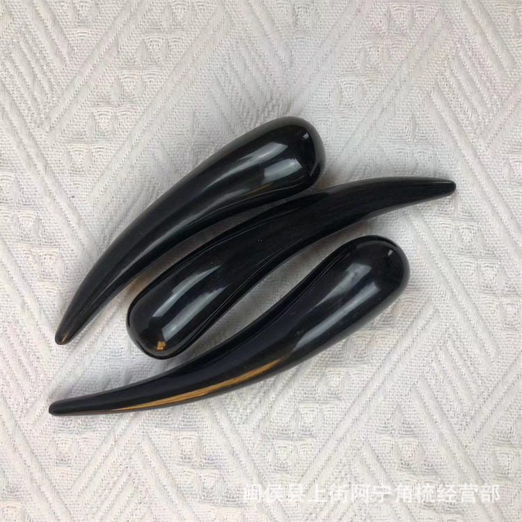 Horn Acupoint Massage Stick Solid Buffalo Horn Guasha Meridian Tool for Neck Back Foot 14-16cm preparation