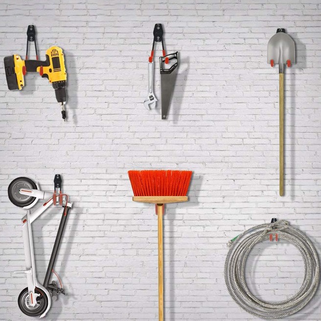 Gancho de garaje, pared de almacenamiento de jardín, canasta colgante pesada, borde de mesa de metal de hierro, gancho doble redondo, gancho adhesivo