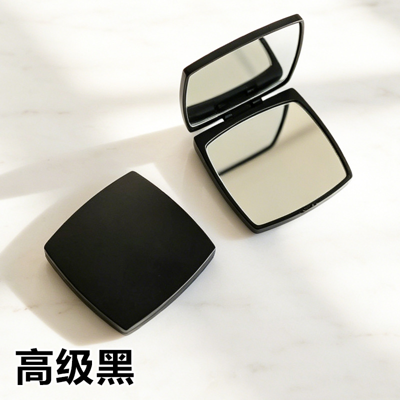 Nuevo producto plegable simple cuadrado con espejo cosmético de plástico, logotipo imprimible, mini espejo portátil al por mayor.