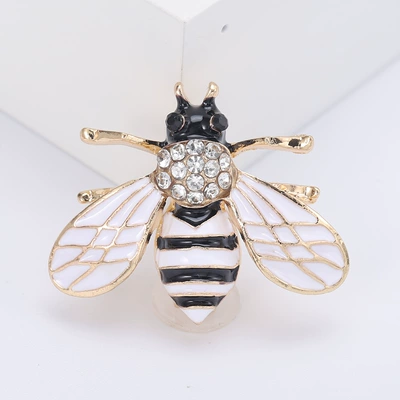 European and American cute mini bee brooch dripping enamel all-match jewelry rhinestone foreign trade alloy insect pin (Yaxa sancaqları) - white
