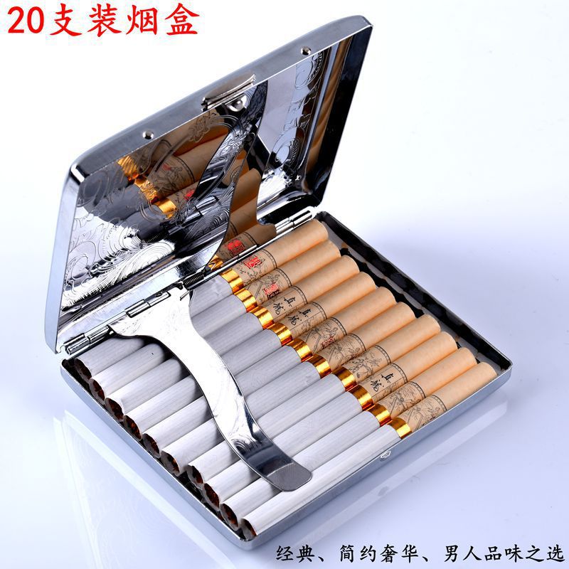 时尚20支装 金属夹片铁质香烟盒 创意个性自动开盖烟盒 工厂直批-阿里巴巴