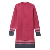 2025年秋冬半高领针织连衣裙女菱格提花毛衣中长款厚款打底毛衣裙，女装连衣裙，妃慕昵服饰