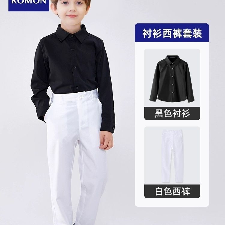 Yipi handsome dress children's suit suit boy performance clothing special deal black shirt pants oil bright men's wear