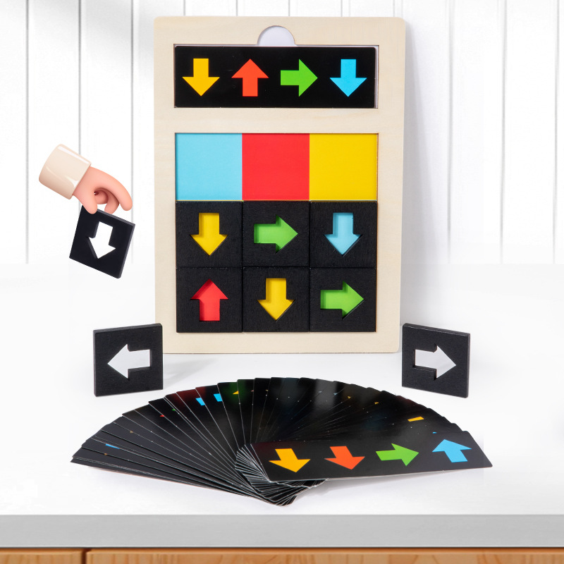 Dirección de madera, juego de color cognitivo, educación temprana, iluminación, entrenamiento intelectual, rompecabezas, bloques de construcción, juego de mesa, juguetes
