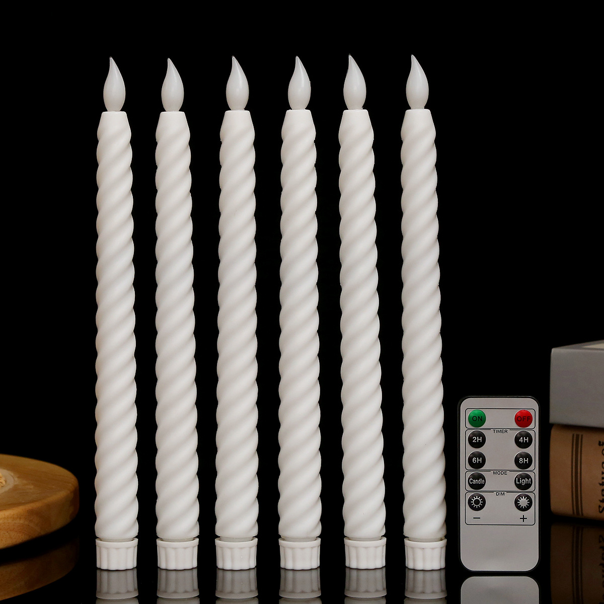 One white threaded remote-controlled flame head (remote control not included).