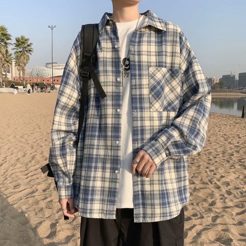 Very Fairy Shirt Men's Handsome Loose Hong Kong Style Long-sleeved Shirty Spring Harajuku Style Shirt Jacket