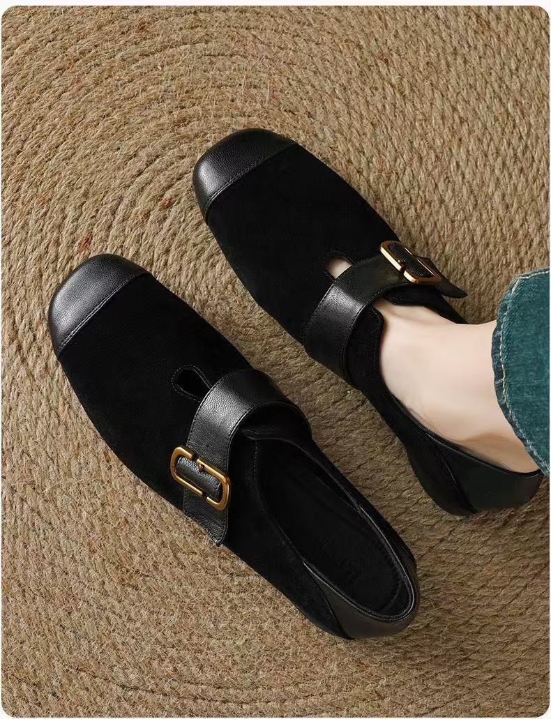 2026 primavera y otoño nuevos zapatos retrógrados superficiales de una sola cabeza cuadrada antideslizante mate zapatos de cuero de tacones gruesos suaves