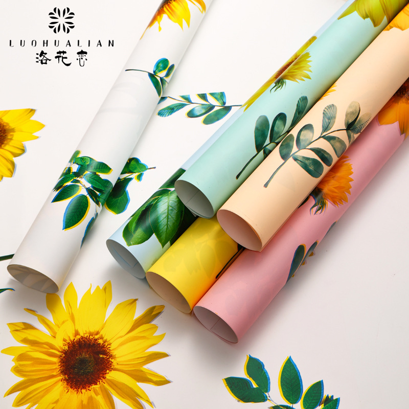 Fabricantes de girasol al por mayor flor floral ramo de flores papel de embalaje de regalo de papel elegante papel impermeable papel de embalaje