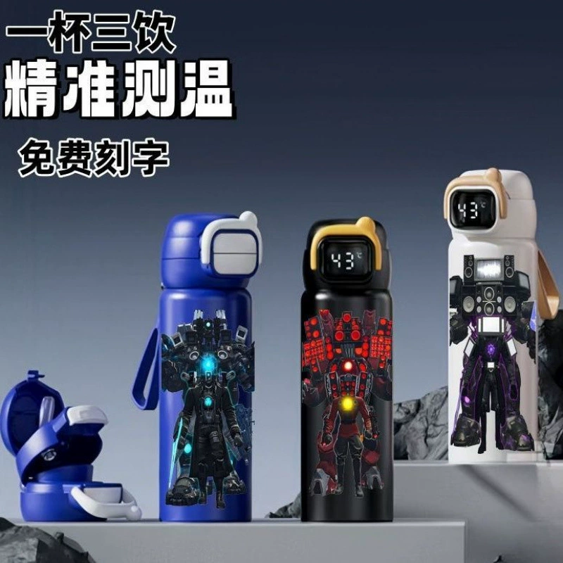 Монитор для человека, аудио, двойная чашка для питья, спортивная соломинка, высококачественный портативный студенческий и детский термос из нержавеющей стали 316