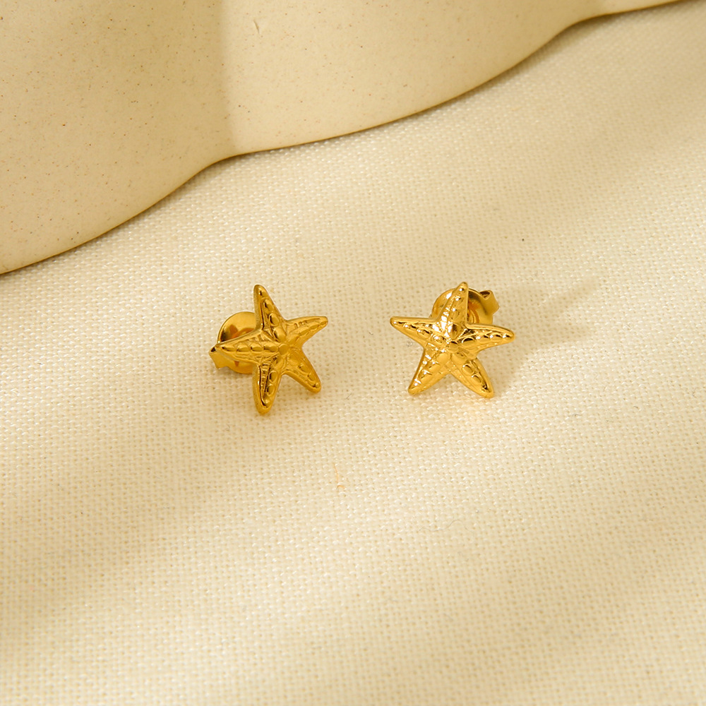 Women's Gender 1 Pair Lady Starfish Plating 304 Stainless Steel Ear Studs