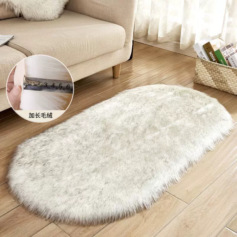 Легкий экстравагантный плюшевый ковер для гостиной коврик овальный имитация шерсти одеяло для кровати современный простой чистый цвет коврик для машинной стирки
