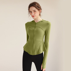 Outerwear Hooded Sweatshirt Long-Sleeve Top with Tied Waist and Lotus Edge Slimming Cute Fitness Outdoor Professional Autumn Sports Wear