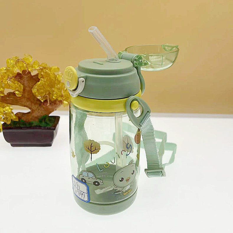 Taza para niños taza de agua de paja para estudiantes taza de agua femenina resistente a altas temperaturas taza de plástico transparente de gran capacidad hervidor de aspecto alto