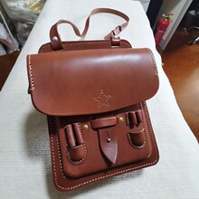 地图包电影道具纯手工缝制日式头层牛皮抗战挎包复刻影视表演军包