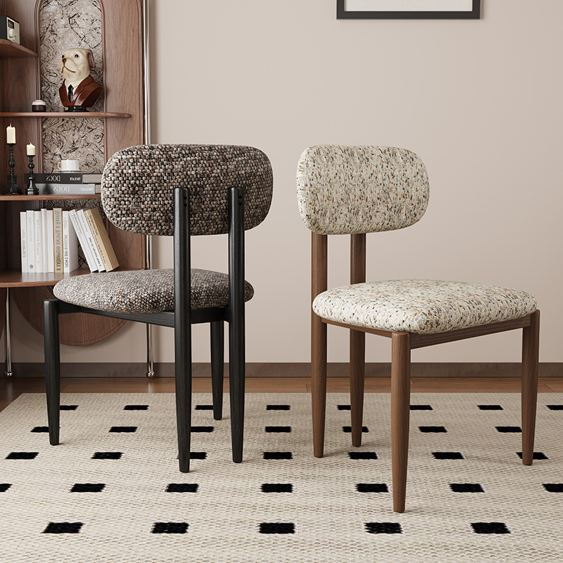 Sillas de comedor de madera sólida nórdica, sillas de comedor de viento crema, sillas de mesa de comedor, sillas de tela moderna, taburetes de restaurante de hotel