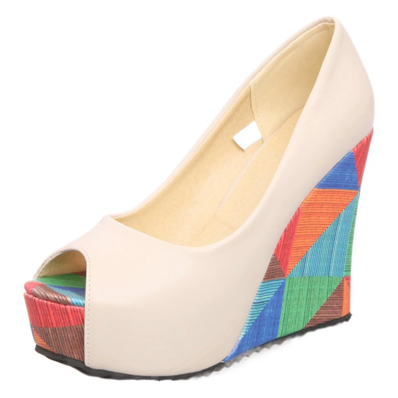 Женская обувь для внешней торговли, сандалии на танкетке с рыбьим ртом, водонепроницаемый Размер стола, код соответствия цветов, трансграничная электронная коммерция для комфорта и отдыха